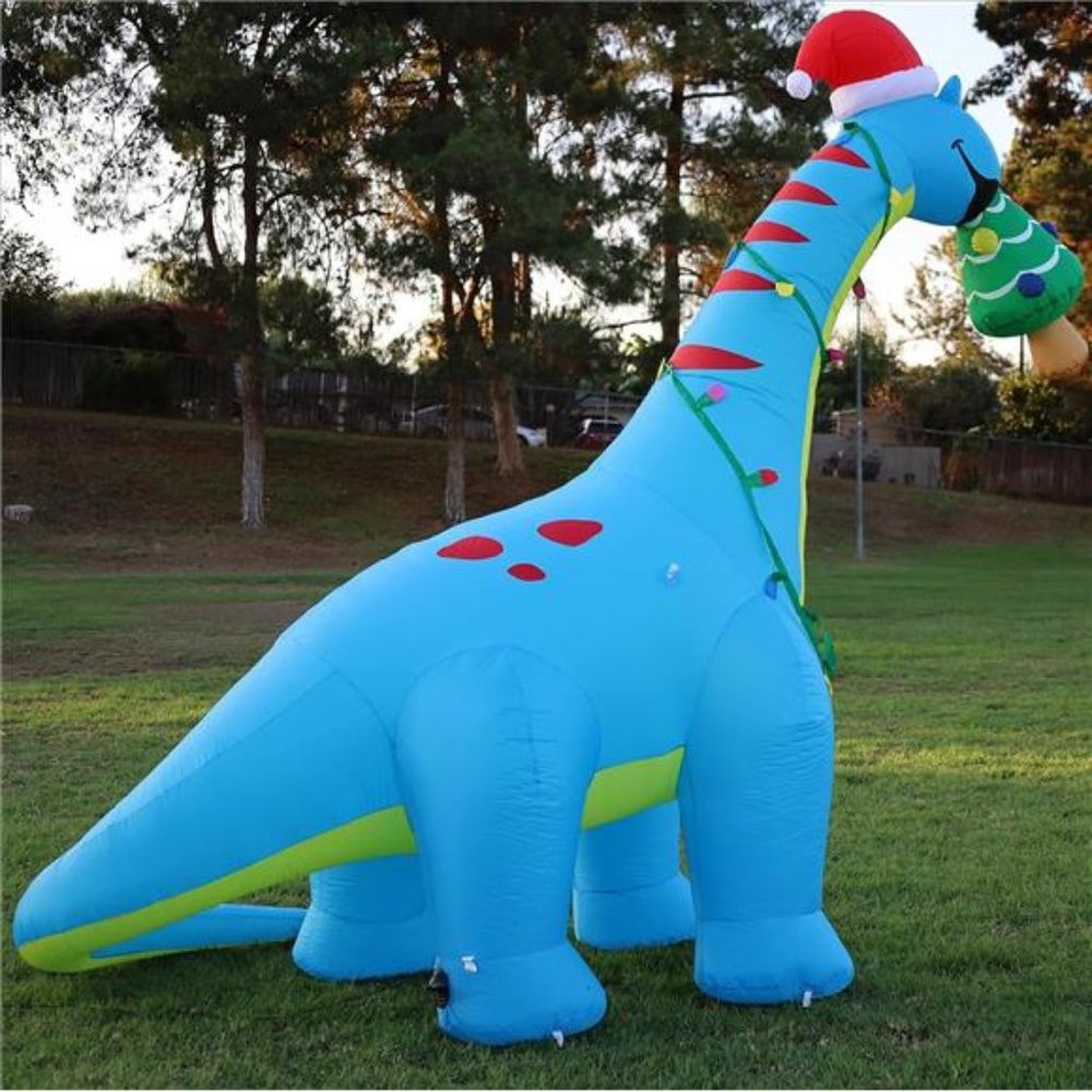 10ft Christmas Inflatable Decor Blow Up Dinosaur Christmas Tree - Picture 3 of 6